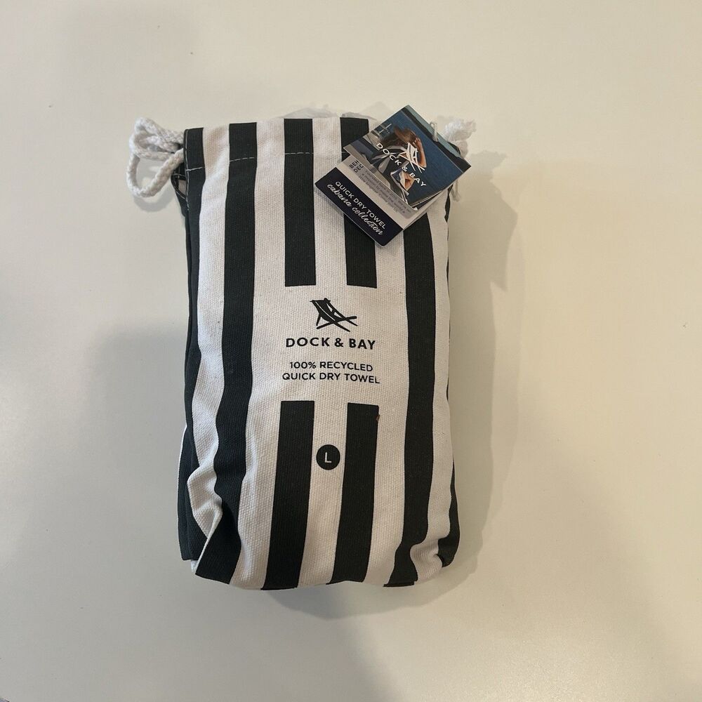 Dock & Bay Beach Towel Quick Dry, Sand Free Compact Large 65x35 Black